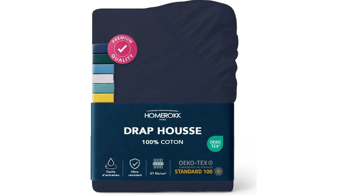 Drap housse - Coton thermorégulé - Marine